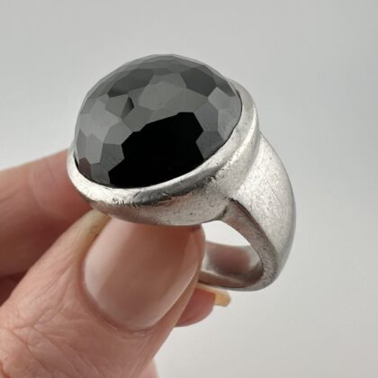 Azendi Sterling Silver and Onyx Chunky Statement Ring