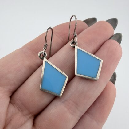 Sterling Silver and Turquoise Inlay Kite Earrings