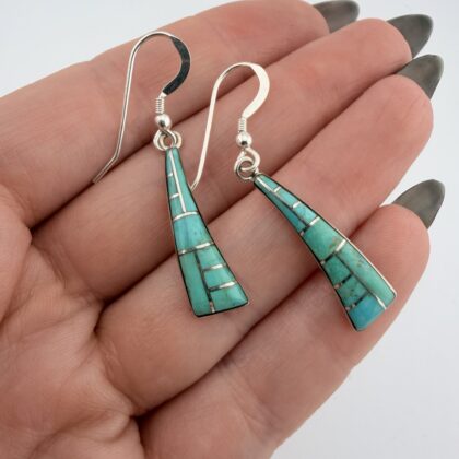Sterling Silver and Turquoise Inlay Dangly Earrings