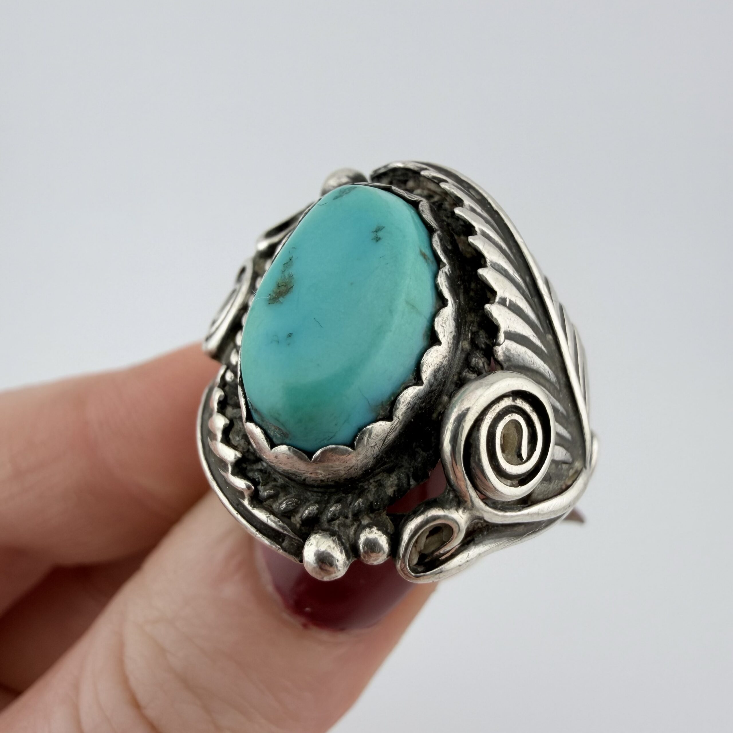 Vintage Ben Shiley Native American Sterling Silver and Turquoise Ring
