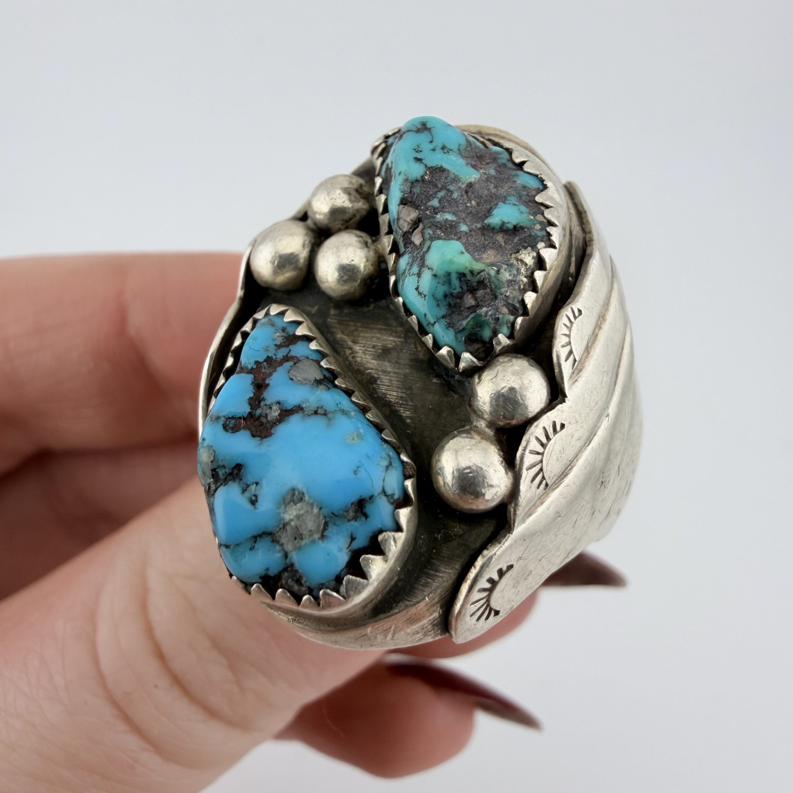 Vintage Native American Sterling Silver and Chunky Turquoise Ring