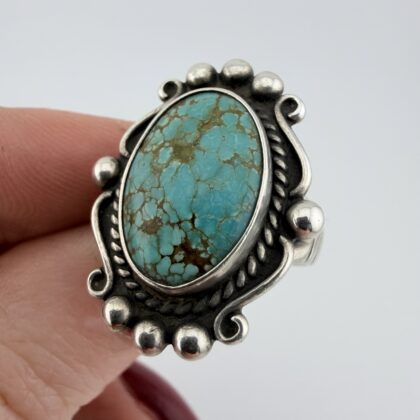Vintage Bell Trading Post Native American Sterling Silver and Turquoise Ring