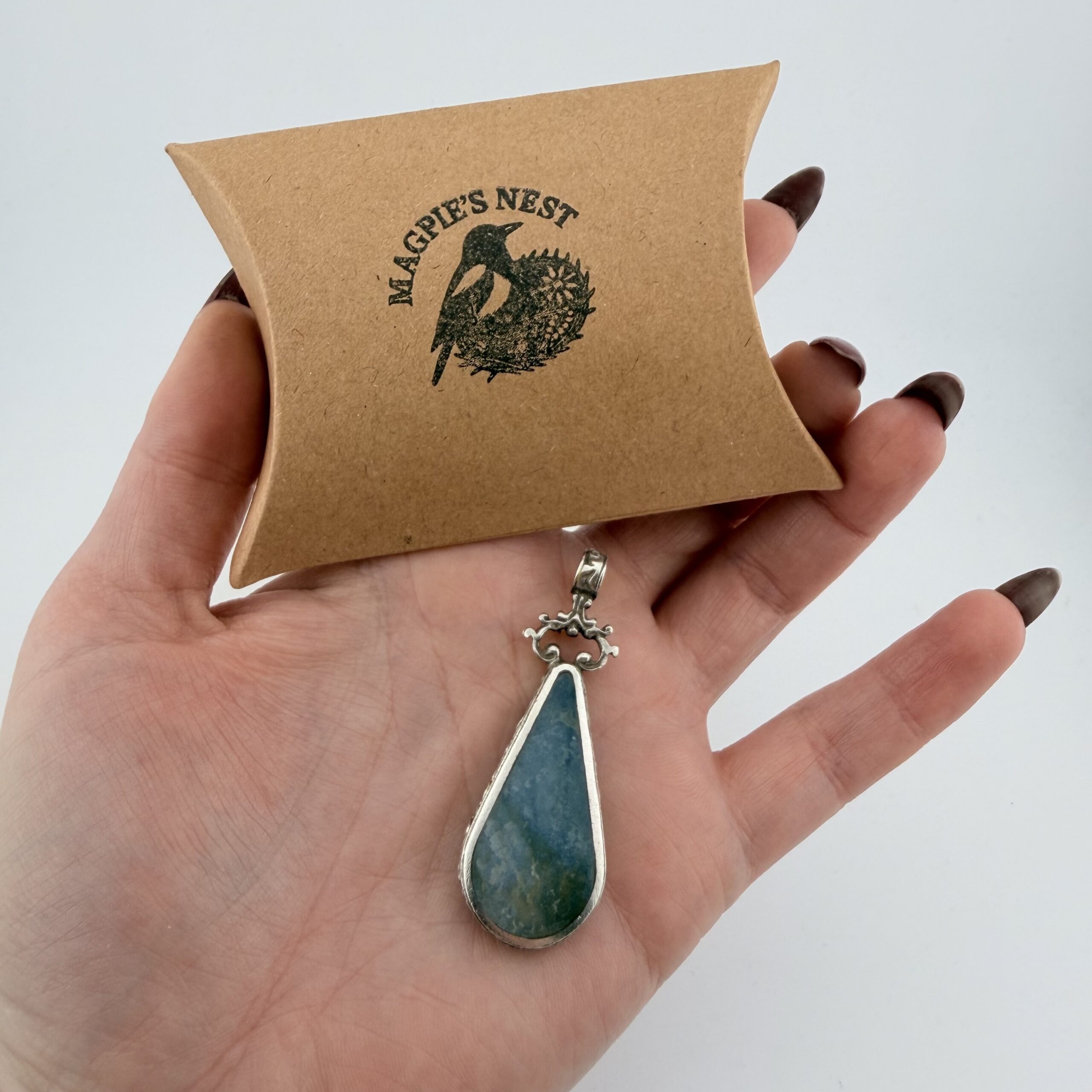 Vintage 1970s Ralph Weston Sterling Silver Double Sided Agate Pendant - Image 8
