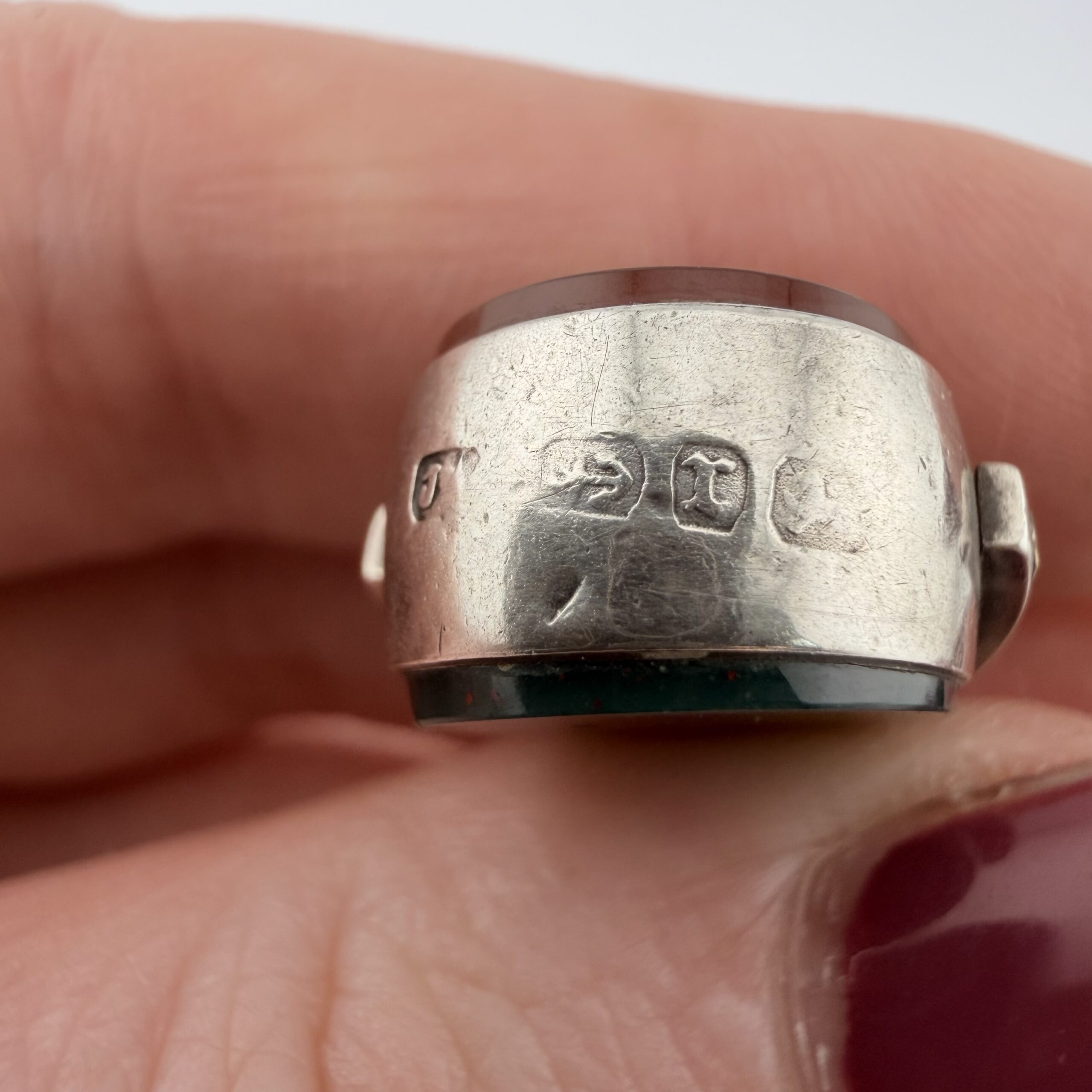 Victorian 1890s Sterling Silver, Bloodstone and Carnelian Double Sided Spinning Pendant - Image 7