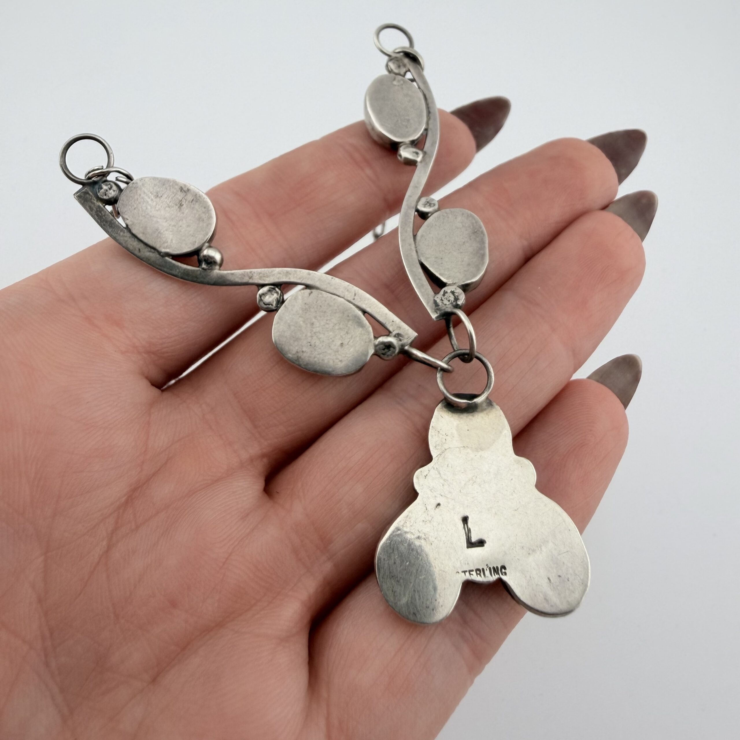 Vintage Native American Sterling Silver and Turquoise Necklace - Image 6