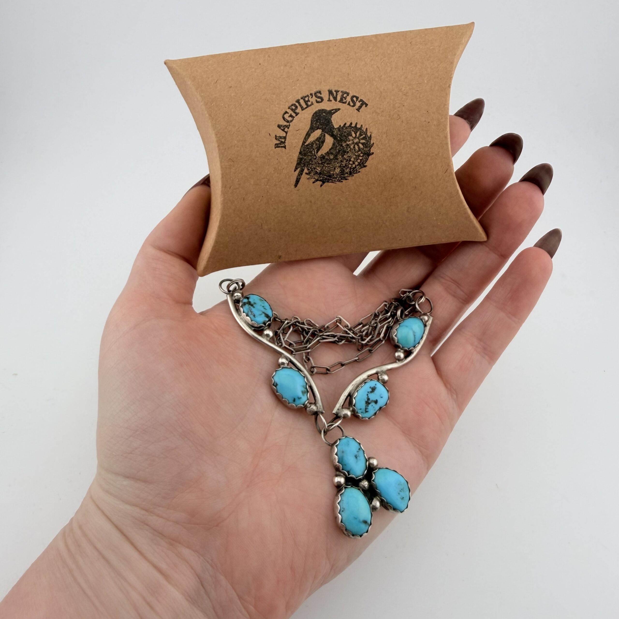 Vintage Native American Sterling Silver and Turquoise Necklace - Image 8