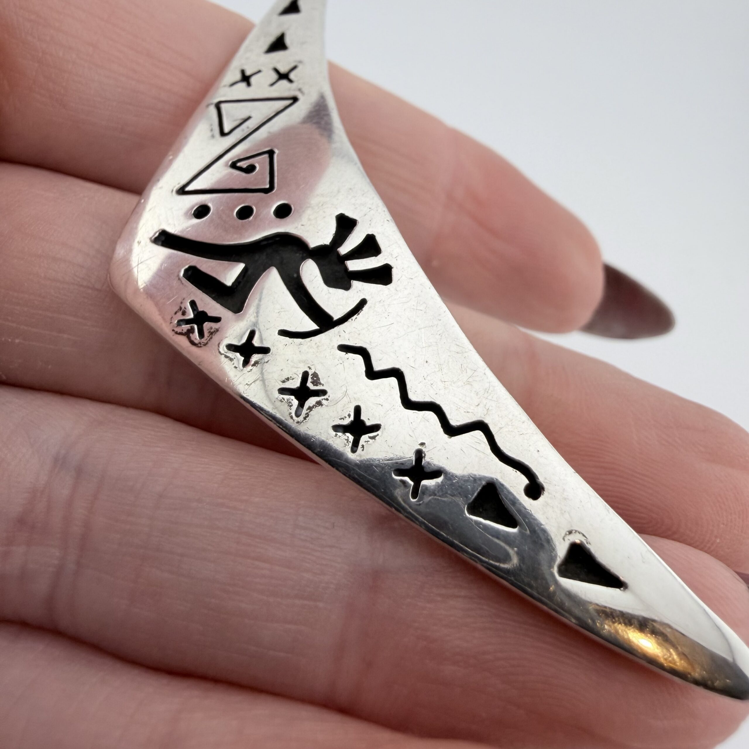 Vintage Mexican Sterling Silver Kokopelli Brooch - Image 3