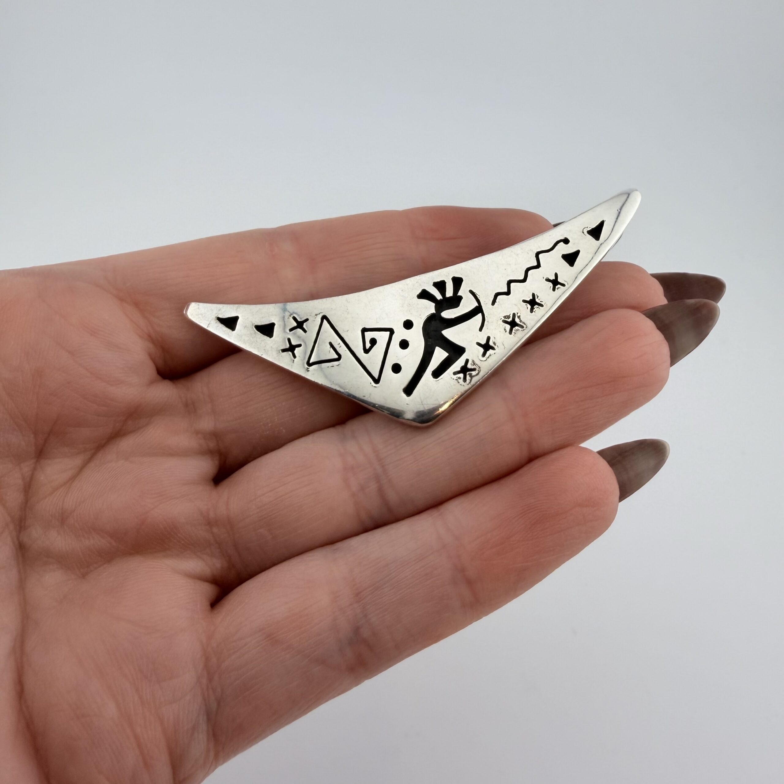 Vintage Mexican Sterling Silver Kokopelli Brooch - Image 4