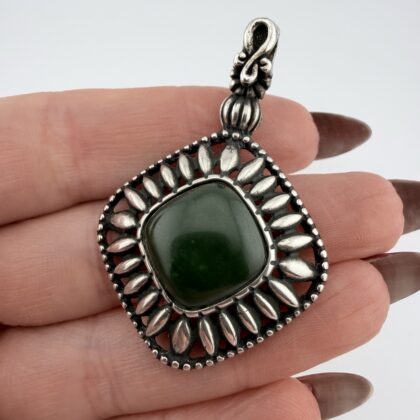 Carolyn Pollack Relios Southwestern Sterling Silver and Jade Pendant