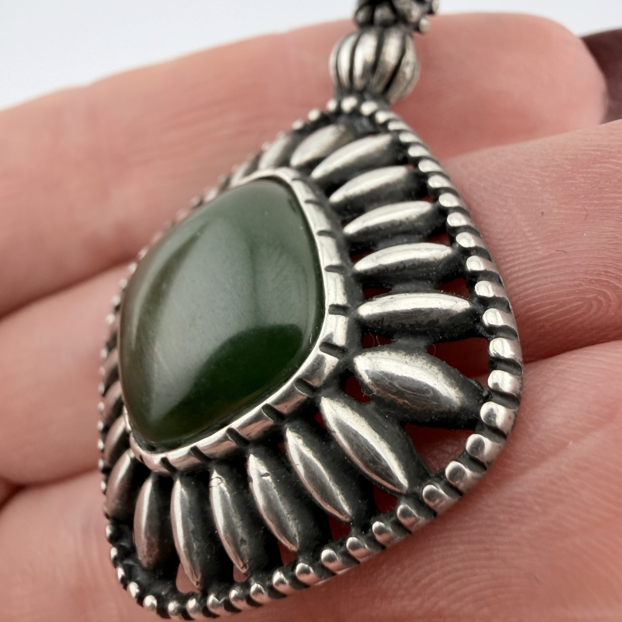 Carolyn Pollack Relios Southwestern Sterling Silver and Jade Pendant - Image 2