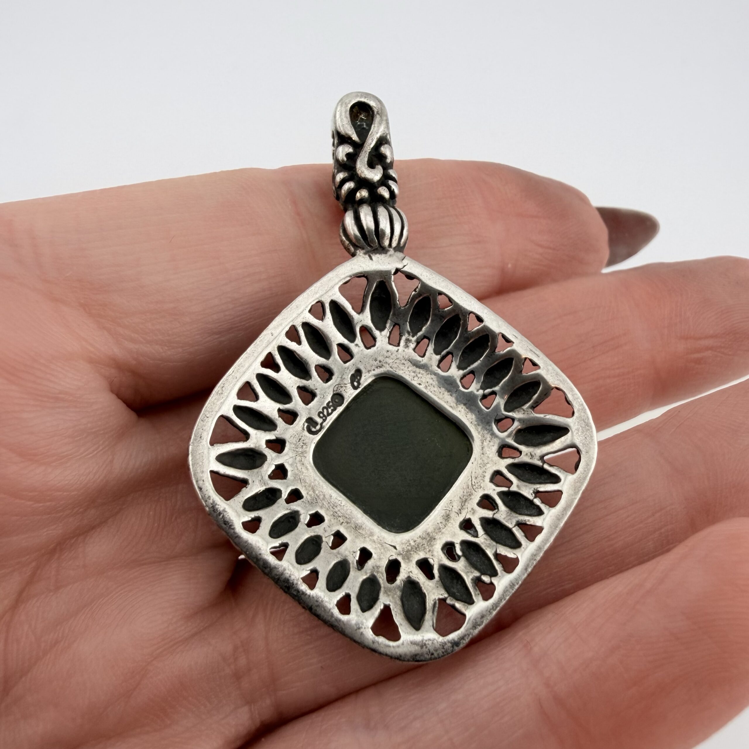 Carolyn Pollack Relios Southwestern Sterling Silver and Jade Pendant - Image 6