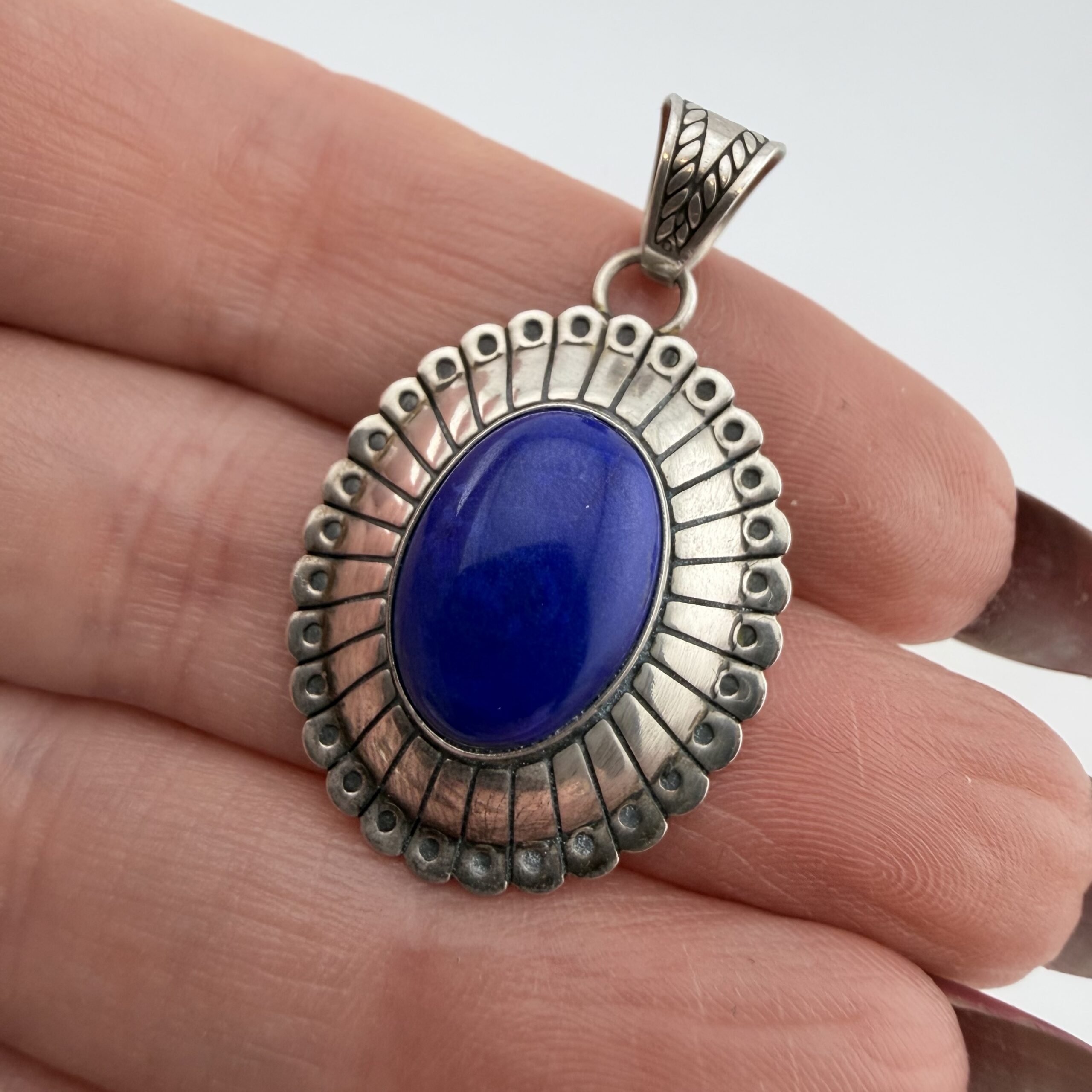 Quoc Native American Sterling Silver and Lapis Lazuli Pendant
