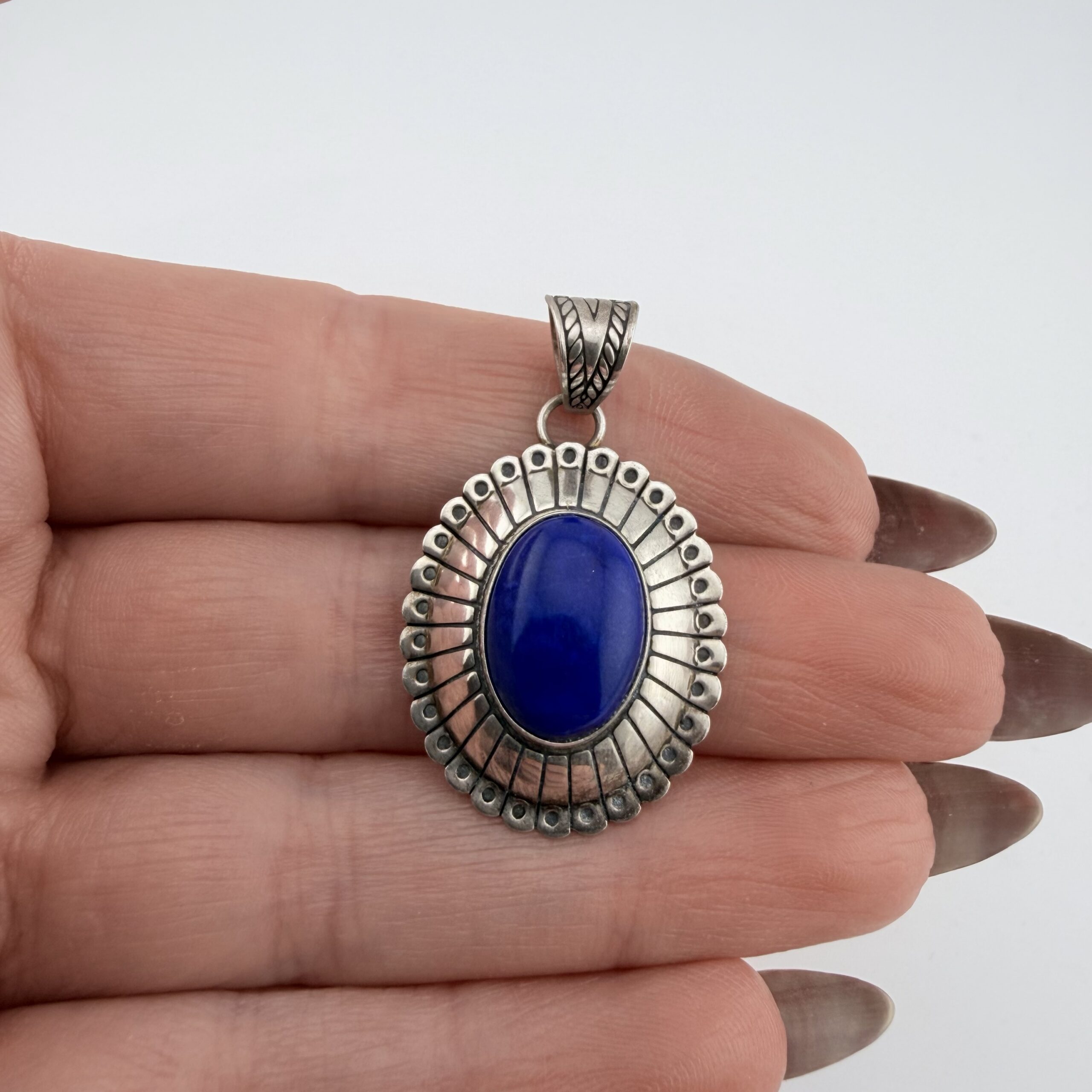 Quoc Native American Sterling Silver and Lapis Lazuli Pendant - Image 2