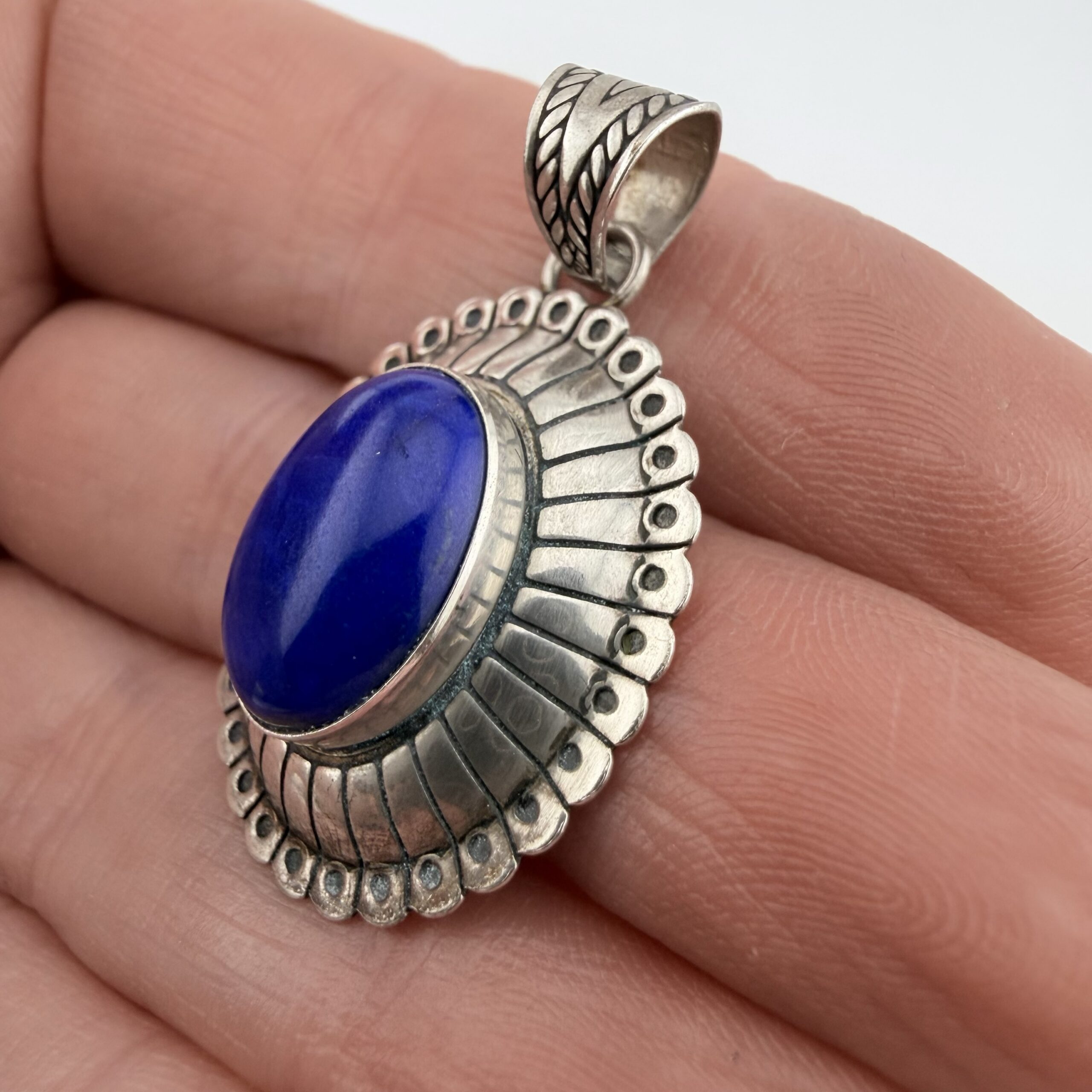 Quoc Native American Sterling Silver and Lapis Lazuli Pendant - Image 3