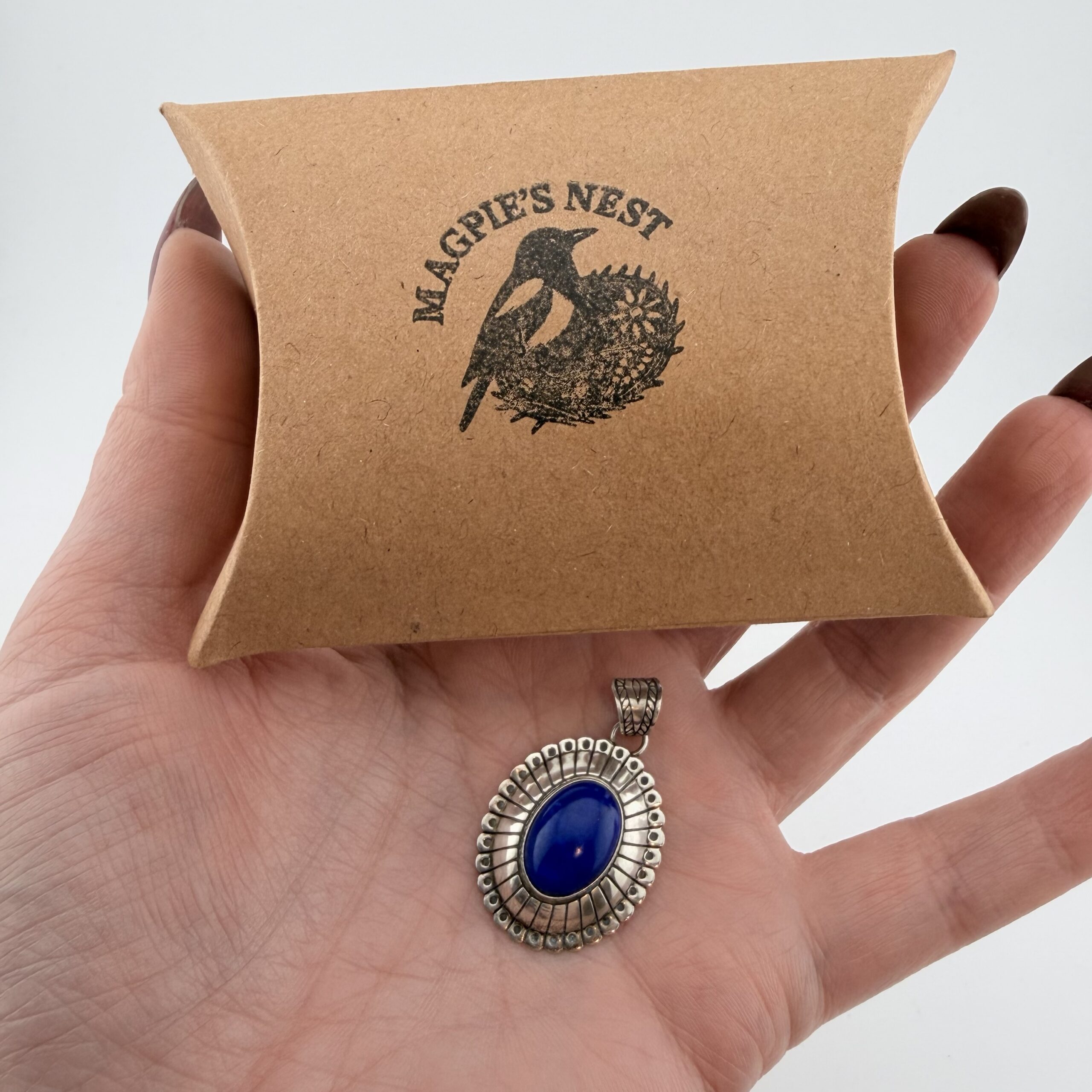 Quoc Native American Sterling Silver and Lapis Lazuli Pendant - Image 5