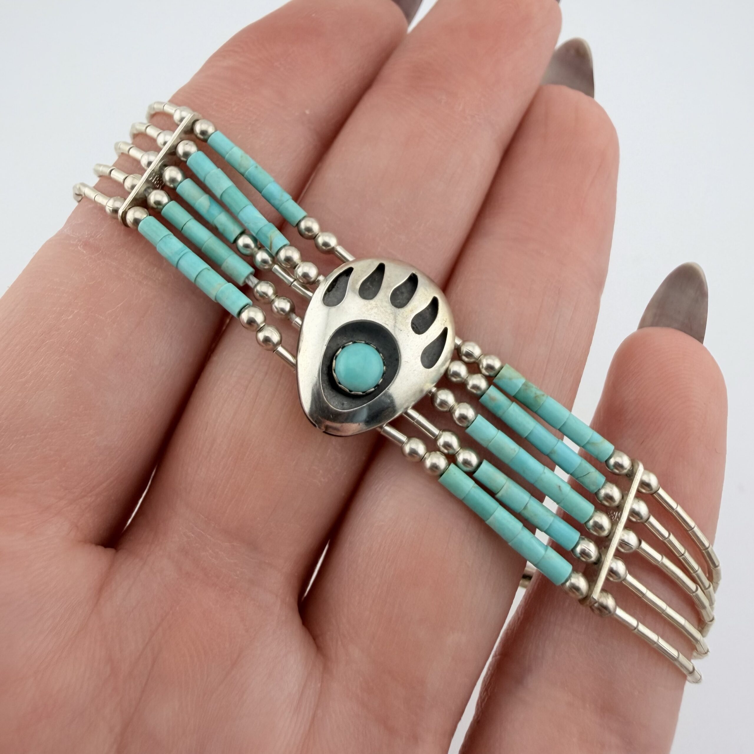 Carolyn Pollack Relios Liquid Sterling Silver and Turquoise Bear Paw Bracelet - Image 3