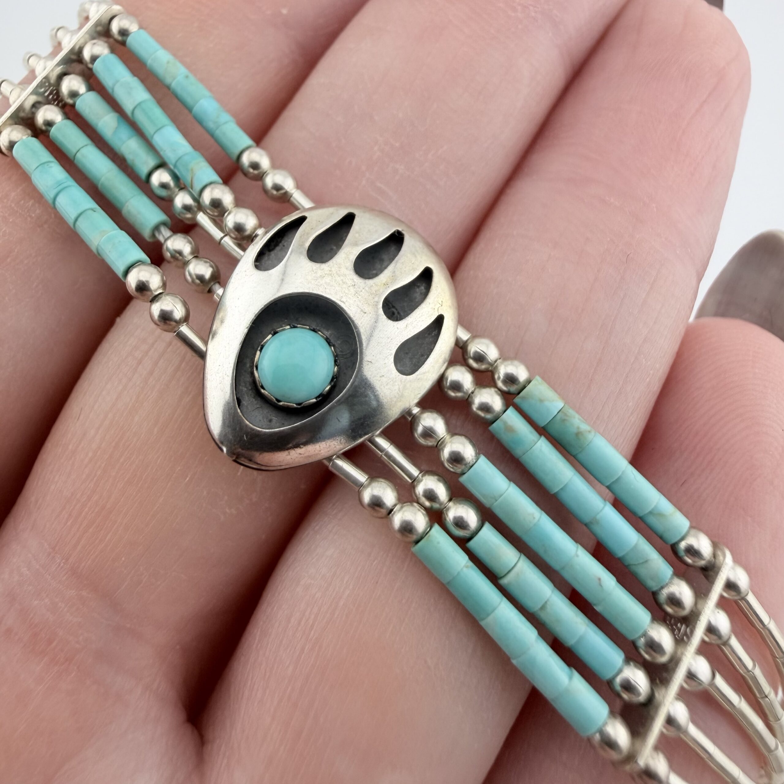 Carolyn Pollack Relios Liquid Sterling Silver and Turquoise Bear Paw Bracelet - Image 4
