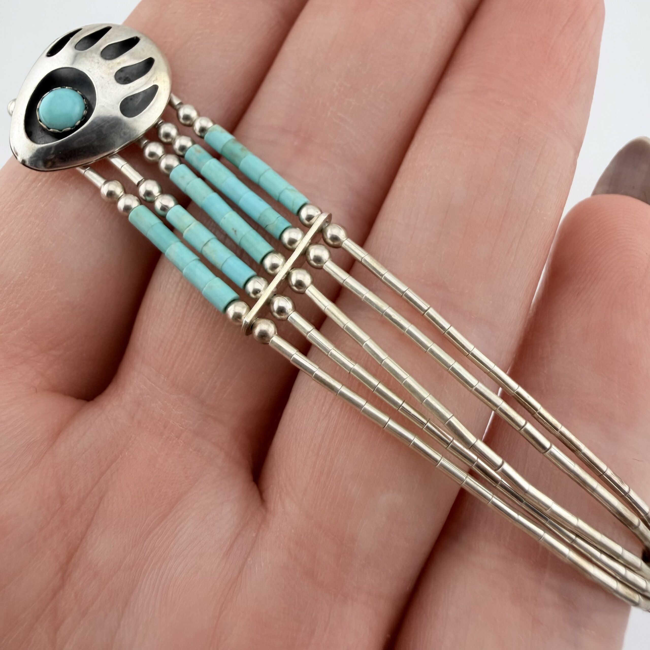 Carolyn Pollack Relios Liquid Sterling Silver and Turquoise Bear Paw Bracelet - Image 5