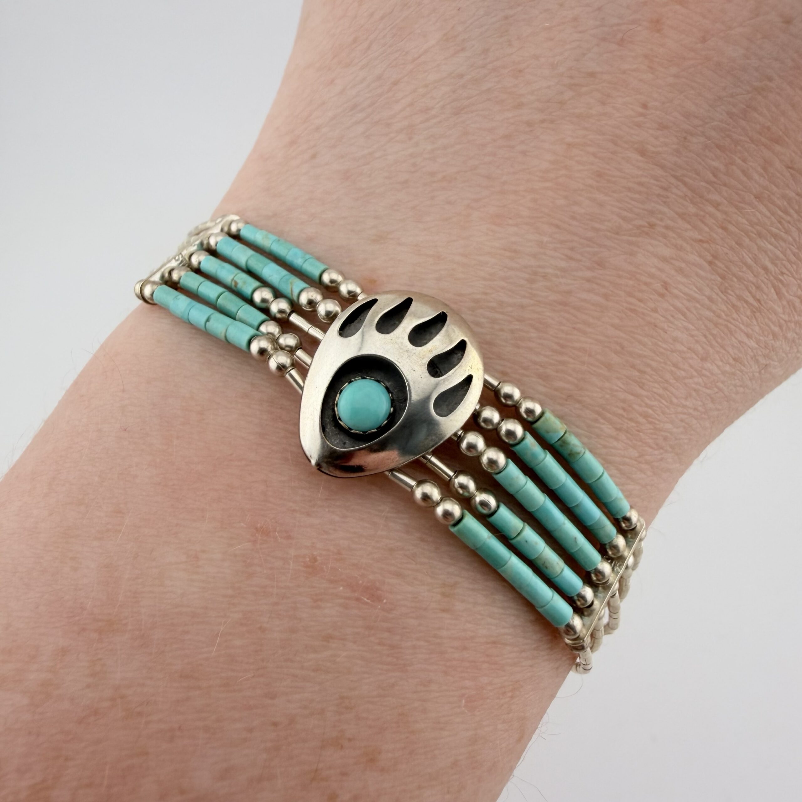 Carolyn Pollack Relios Liquid Sterling Silver and Turquoise Bear Paw Bracelet - Image 2
