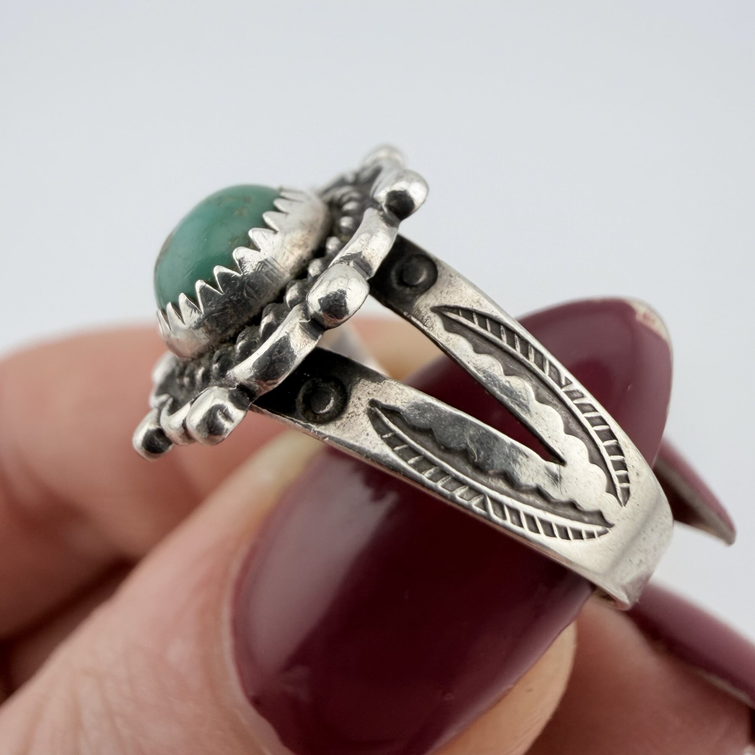 Vintage Bell Trading Post Native American Sterling Silver and Turquoise Ring - Image 3