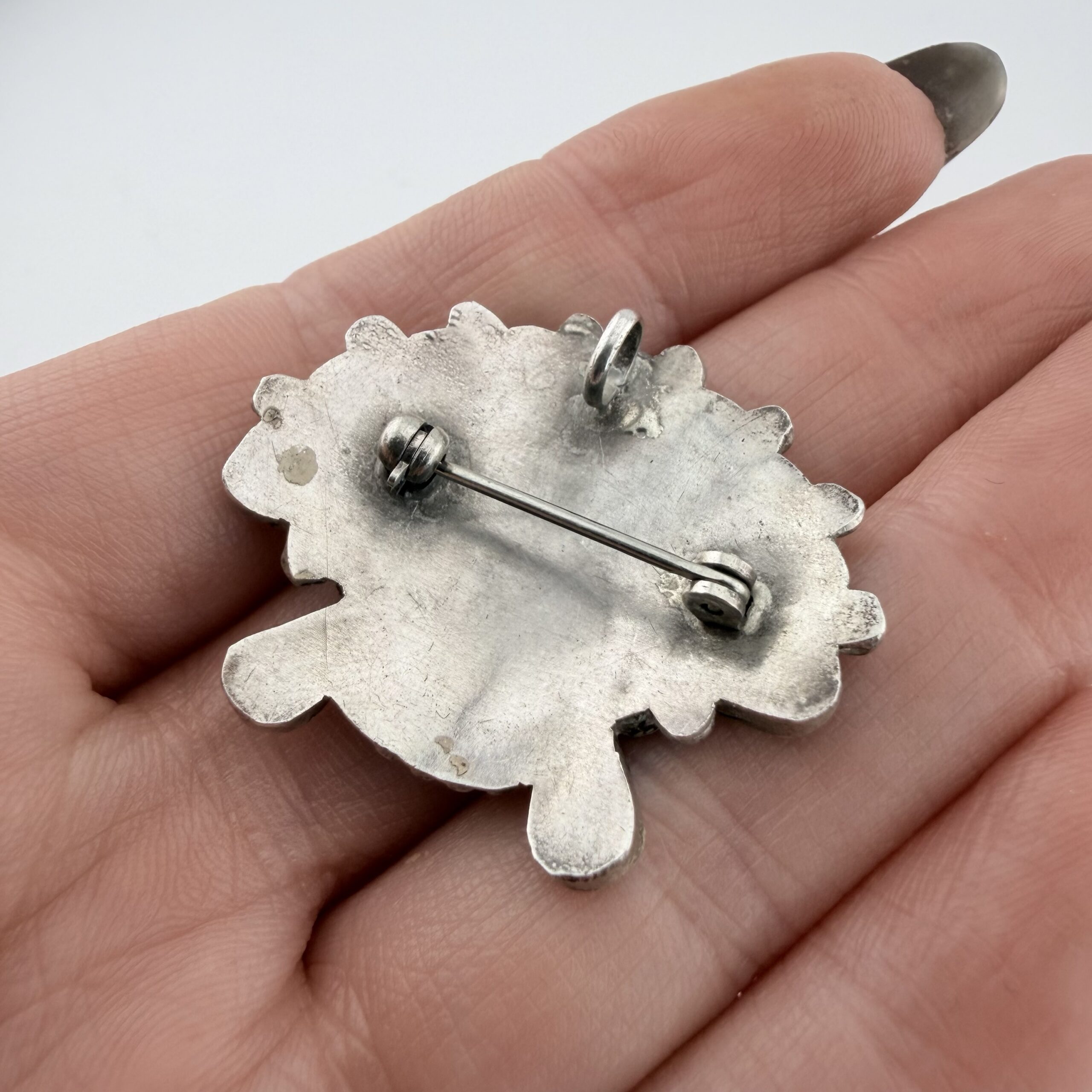 Vintage Native American Zuni Sunface Pendant / Brooch - Image 4