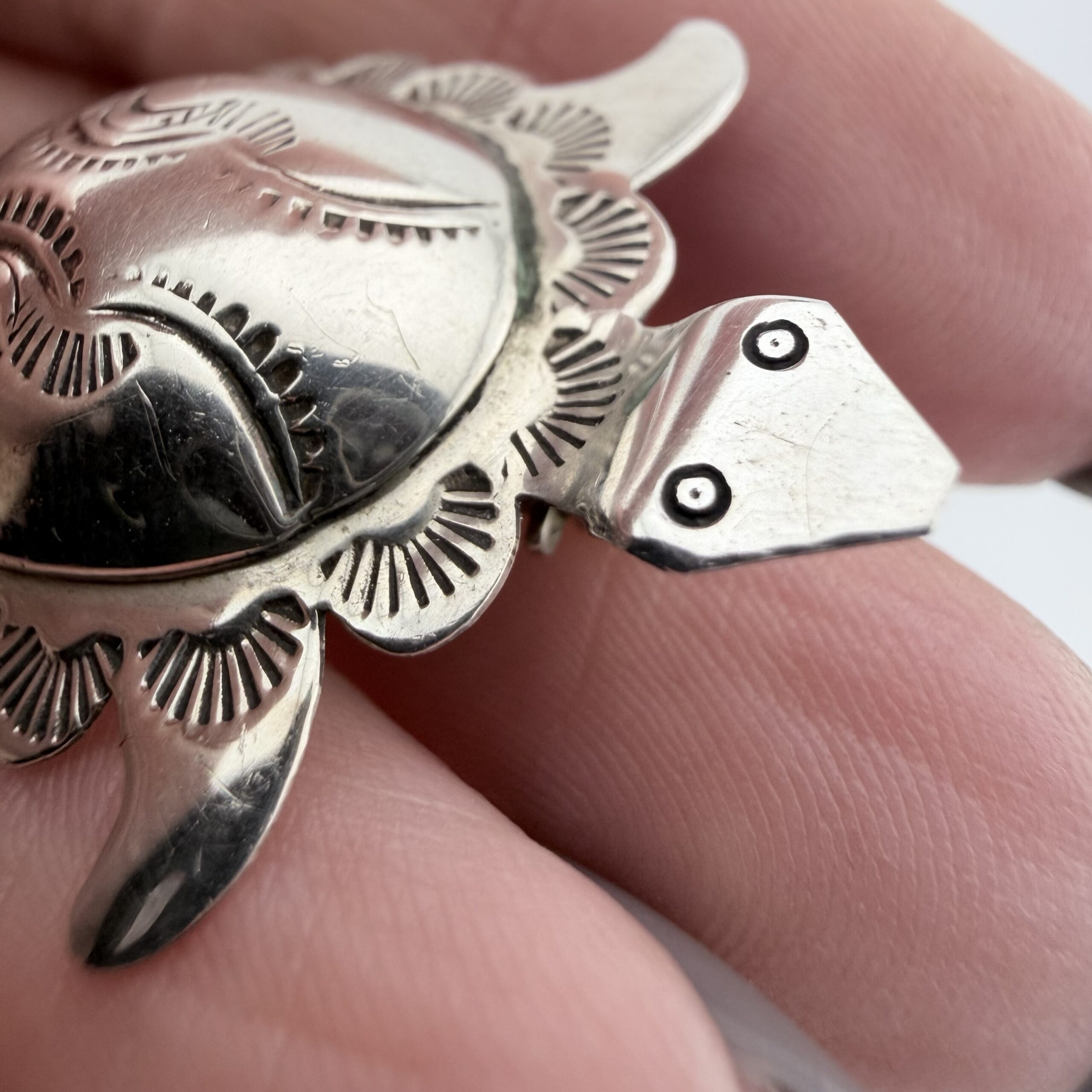 Native American Sterling Silver Turtle Brooch - Image 4