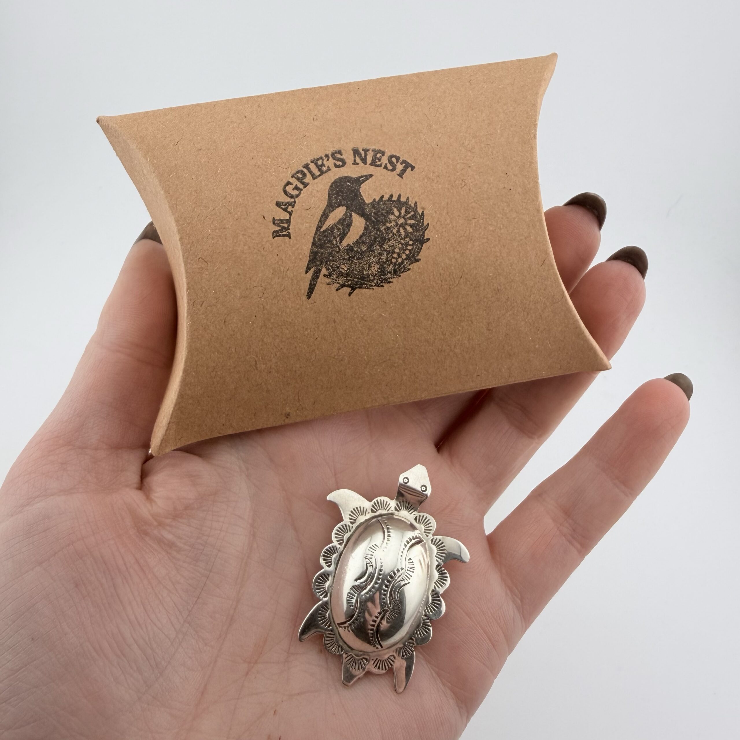 Native American Sterling Silver Turtle Brooch - Image 6
