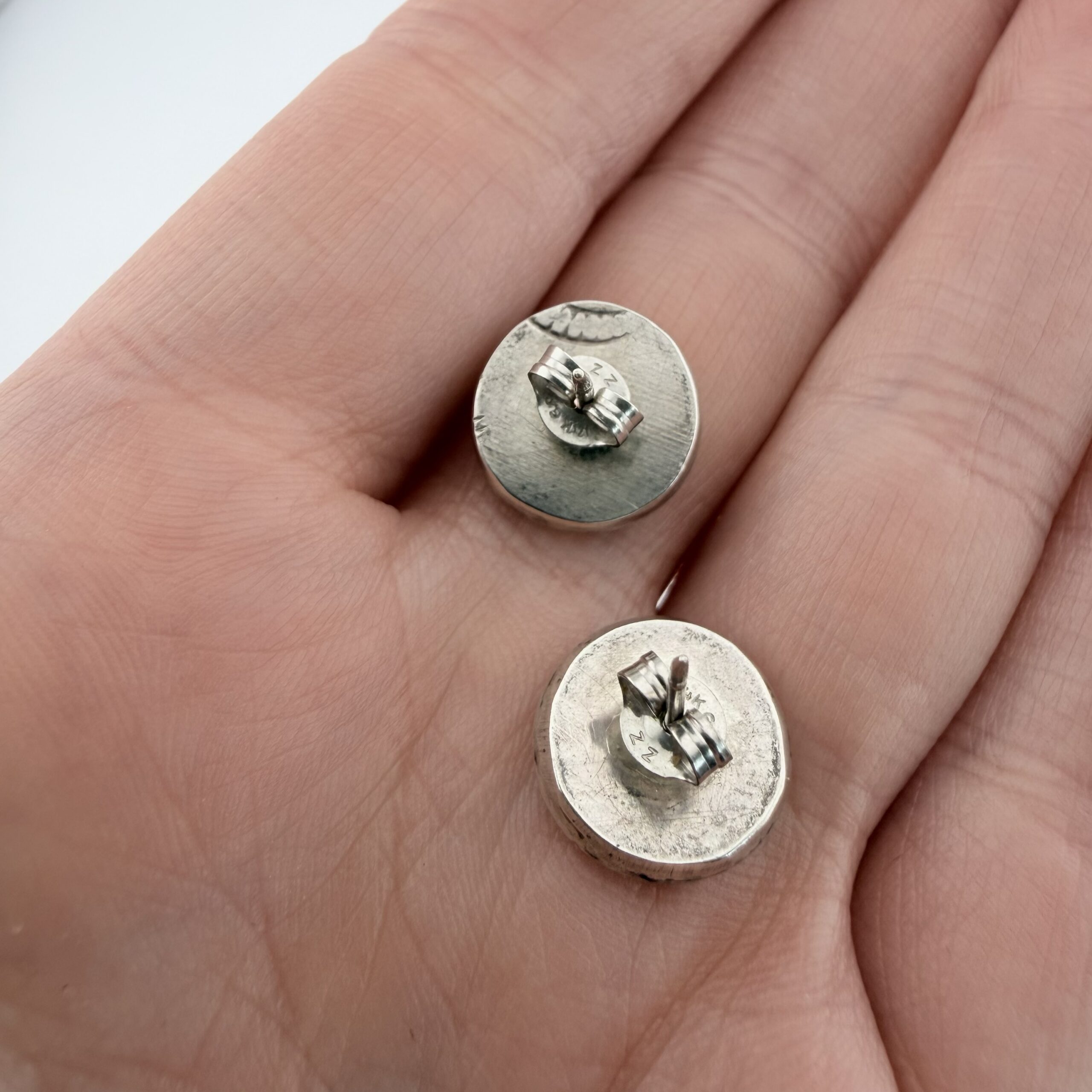 Vintage Native American Sterling Silver Zuni Zia Sunface Earrings - Image 5