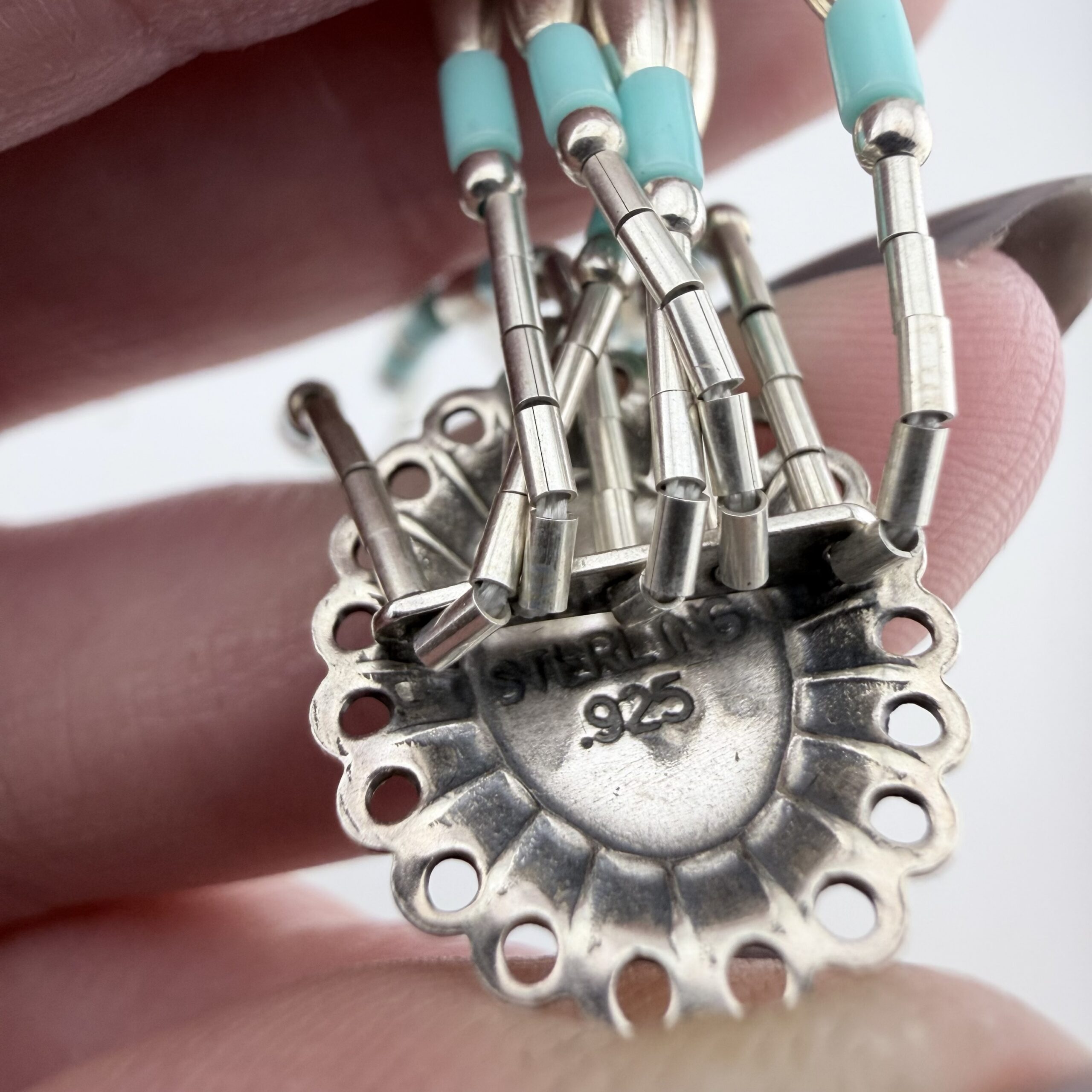 Native American Liquid Sterling Silver and Turquoise Concho Bracelet - Image 8