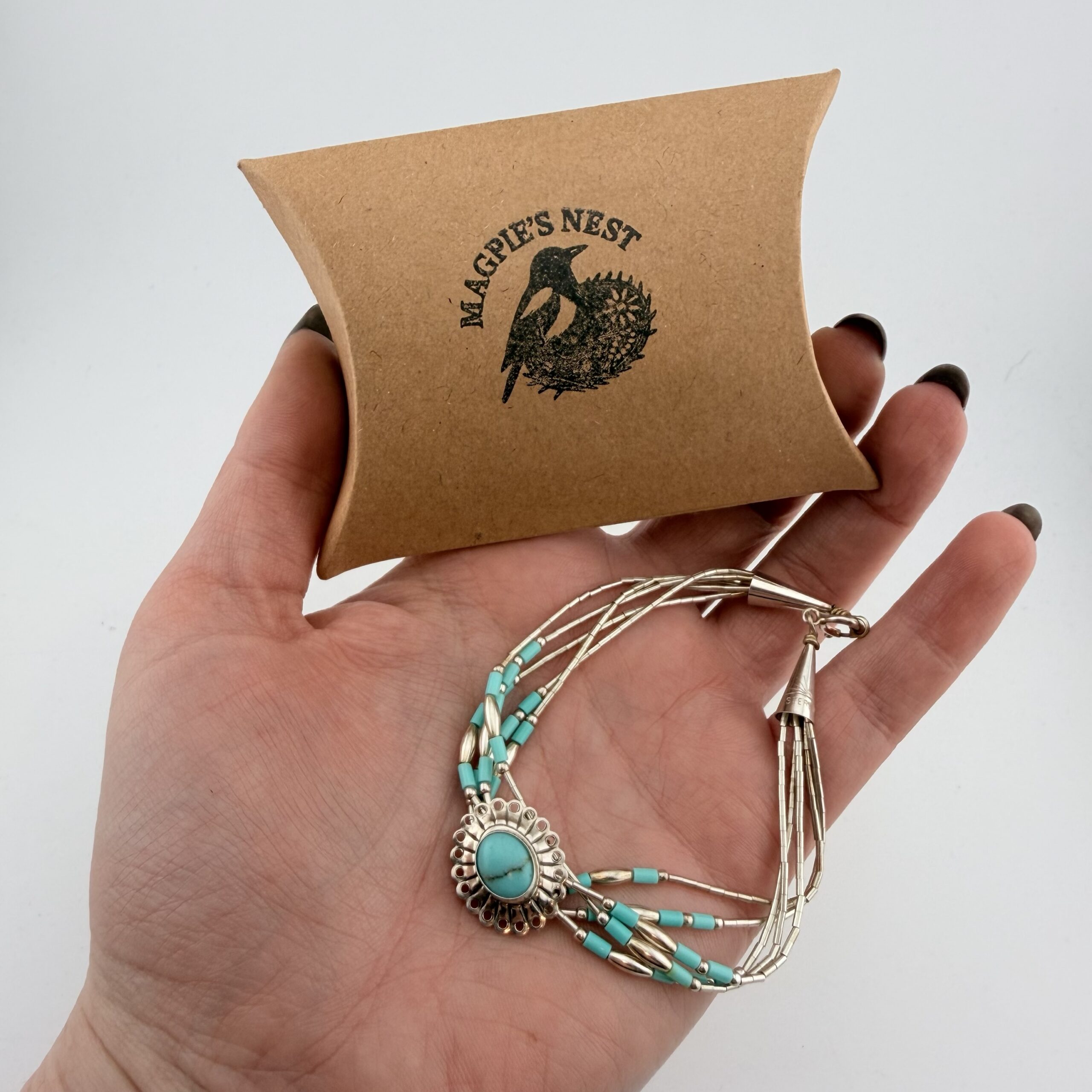 Native American Liquid Sterling Silver and Turquoise Concho Bracelet - Image 9