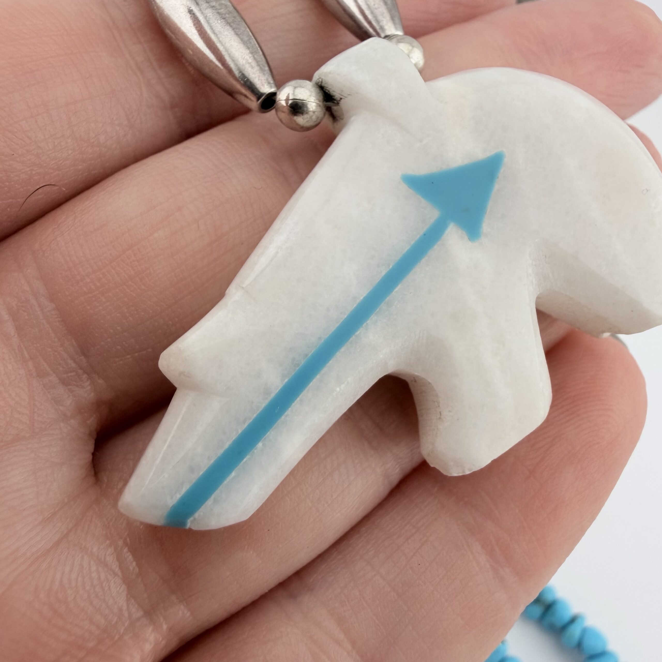 Native American Turquoise Necklace with Heartline Bear - Image 4