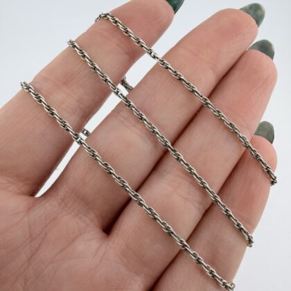 Vintage Sterling Silver Rope Chain - 46cm, 2mm