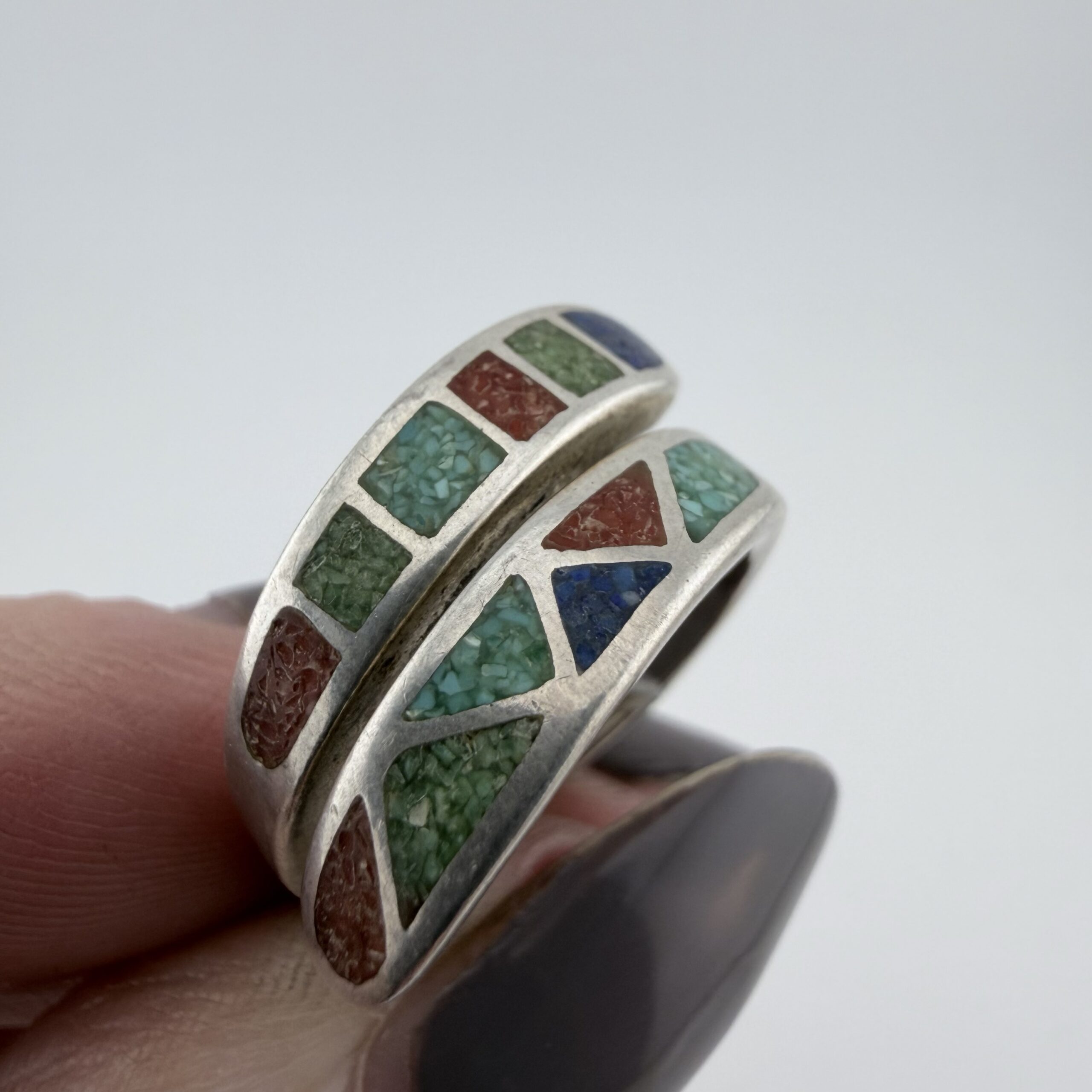 Carolyn Pollack Relios Southwestern Sterling Silver and Mixed Gemstone Wrap Around Ring - Image 4