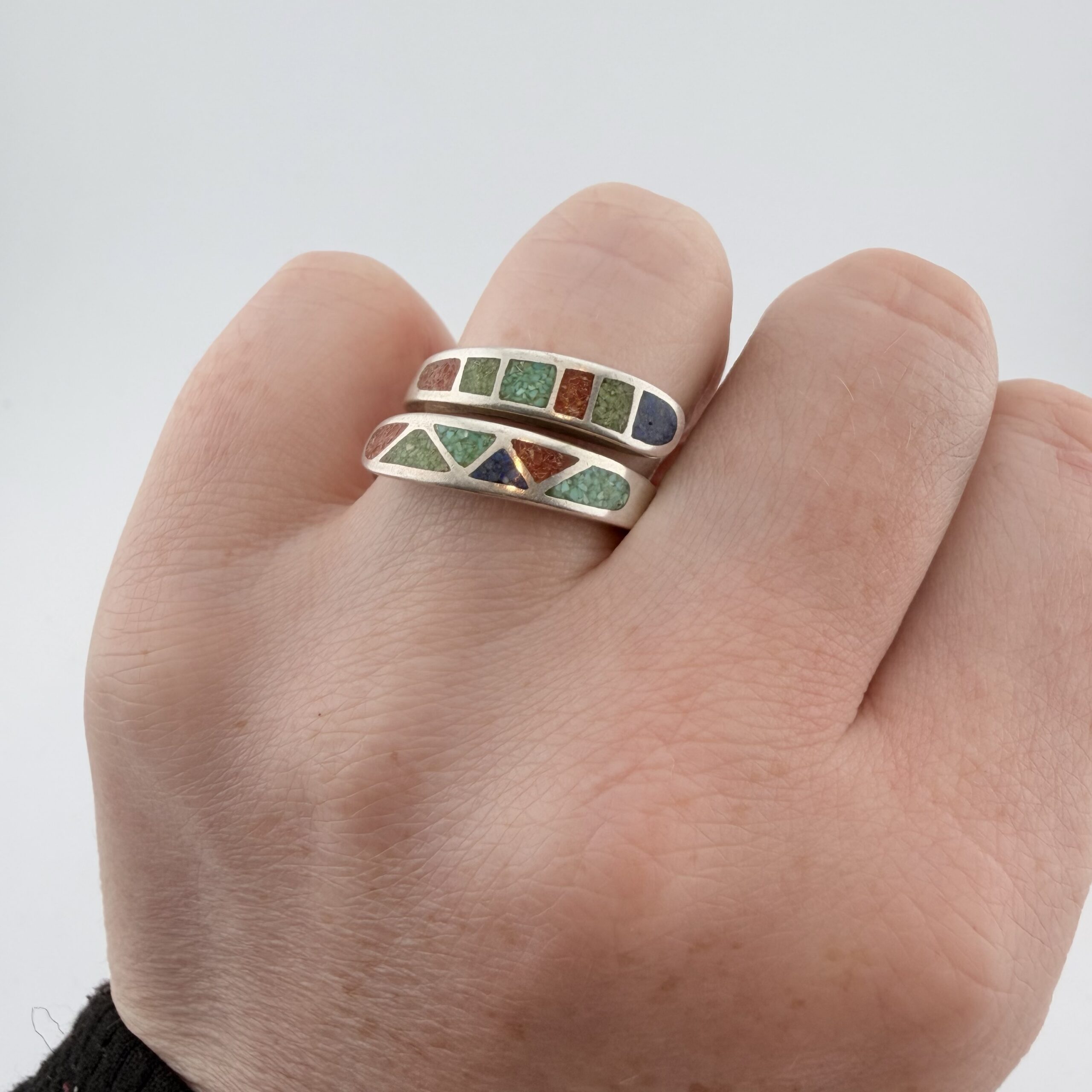 Carolyn Pollack Relios Southwestern Sterling Silver and Mixed Gemstone Wrap Around Ring - Image 8