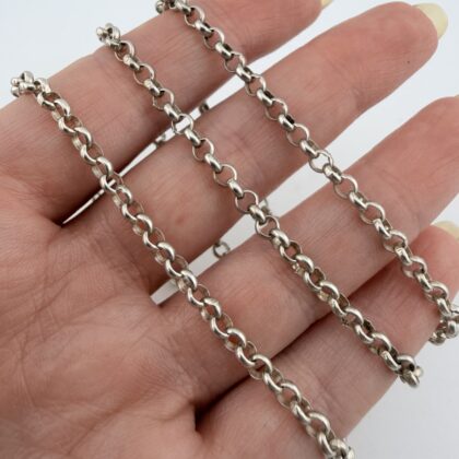 Chunky Sterling Silver Round Belcher Link Chain - 56cm, 3mm