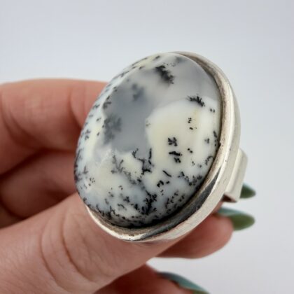 Vintage Chunky Sterling Silver and Dendritic Agate Ring