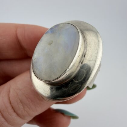 Vintage Modernist Sterling Silver and Moonstone Ring
