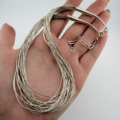 Vintage 20 Strand Liquid Sterling Silver Choker Necklace