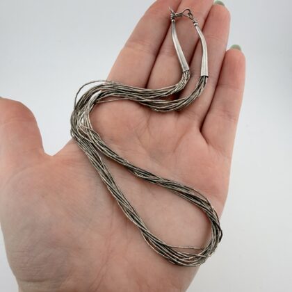 Vintage 10 Strand Liquid Sterling Silver Necklace