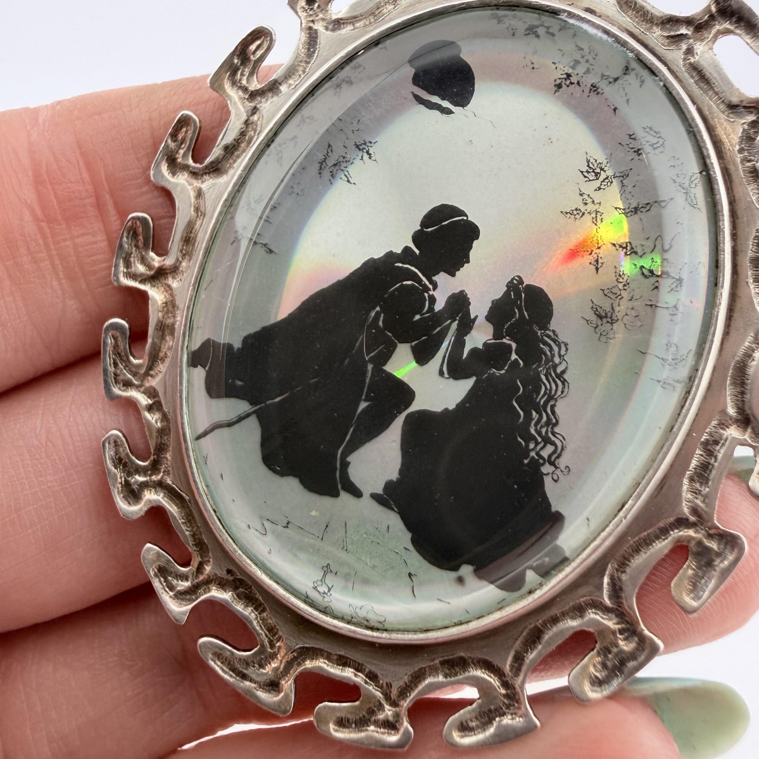 Large Vintage 1970s Jack Spencer Sterling Silver Prince and Princess Pendant - Image 2