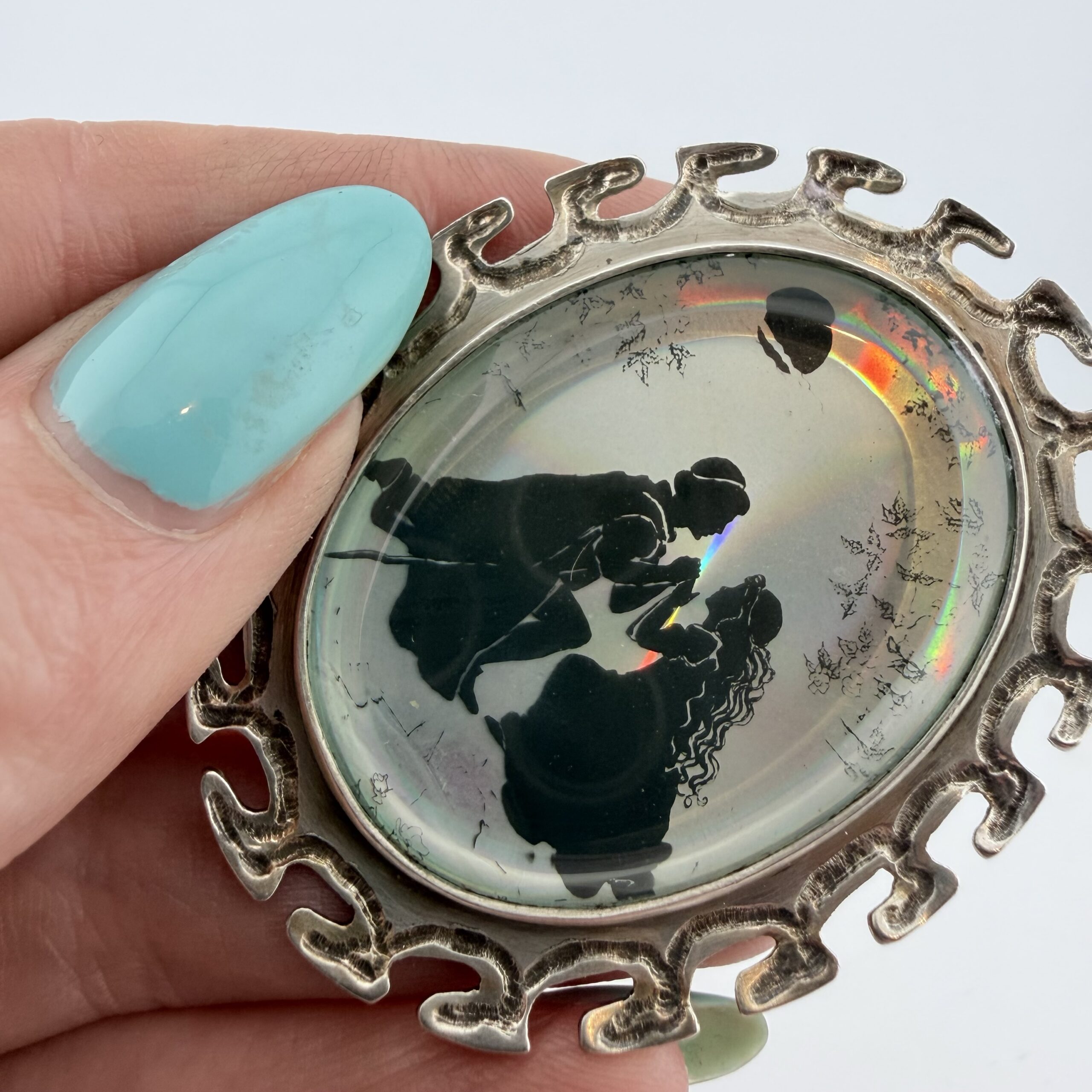 Large Vintage 1970s Jack Spencer Sterling Silver Prince and Princess Pendant - Image 3