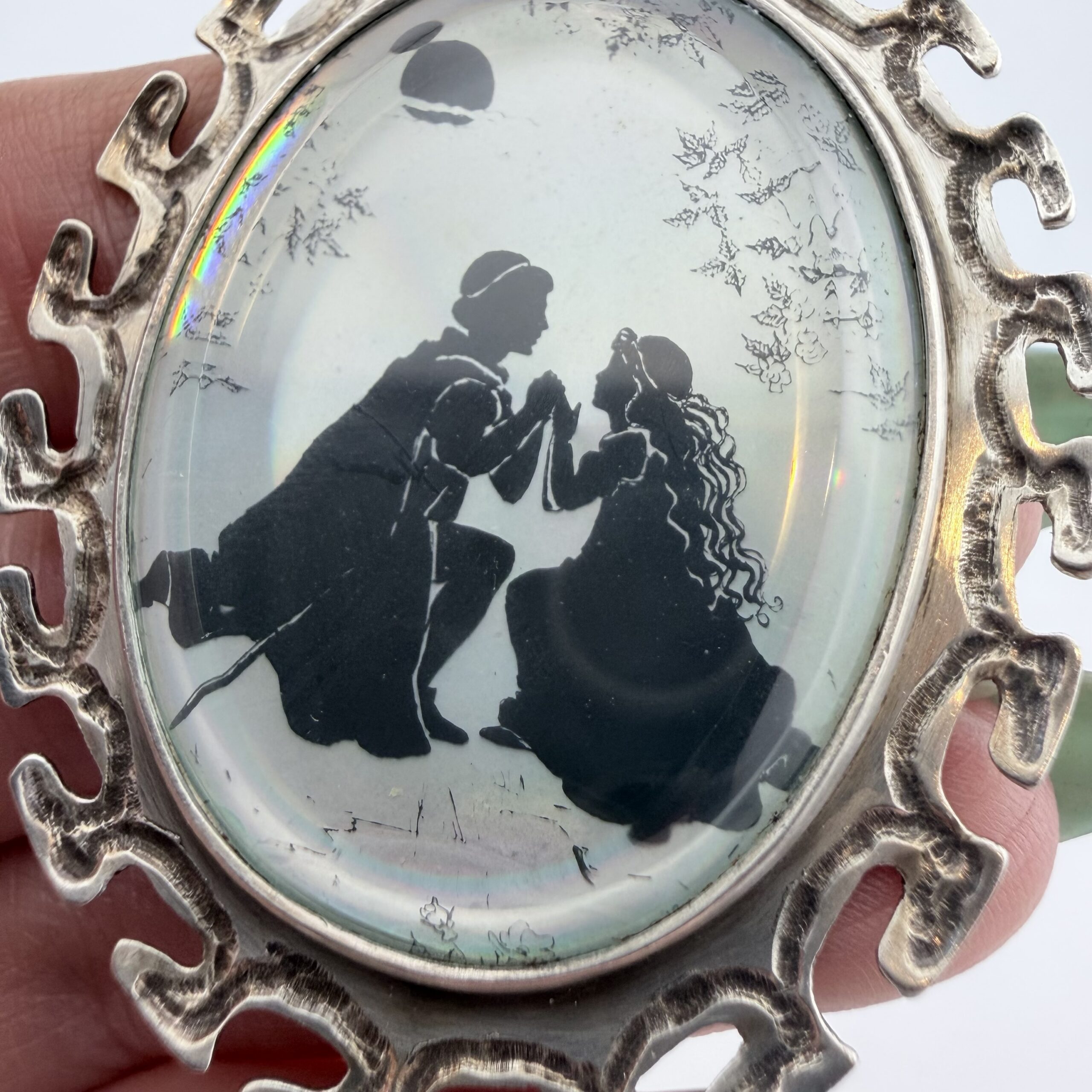 Large Vintage 1970s Jack Spencer Sterling Silver Prince and Princess Pendant - Image 5