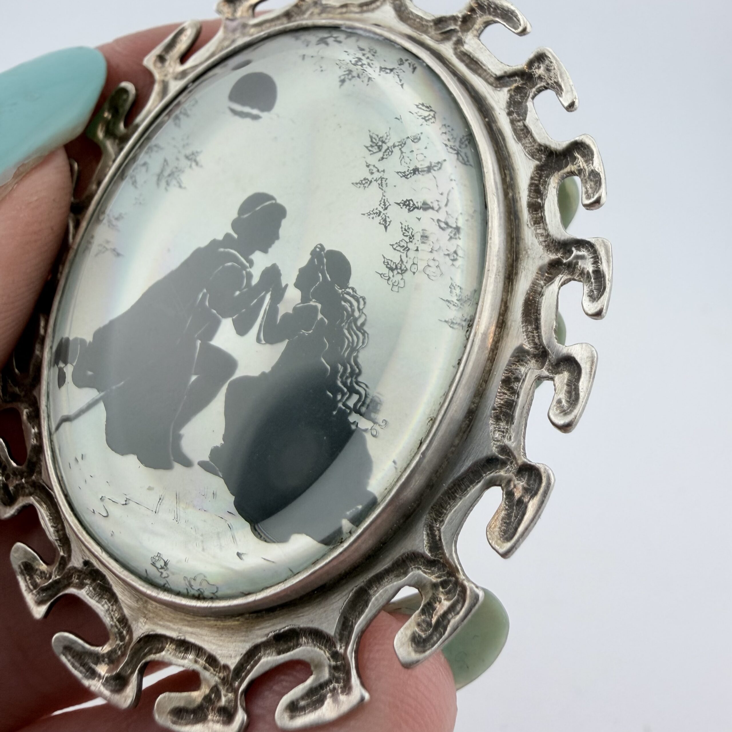 Large Vintage 1970s Jack Spencer Sterling Silver Prince and Princess Pendant - Image 6