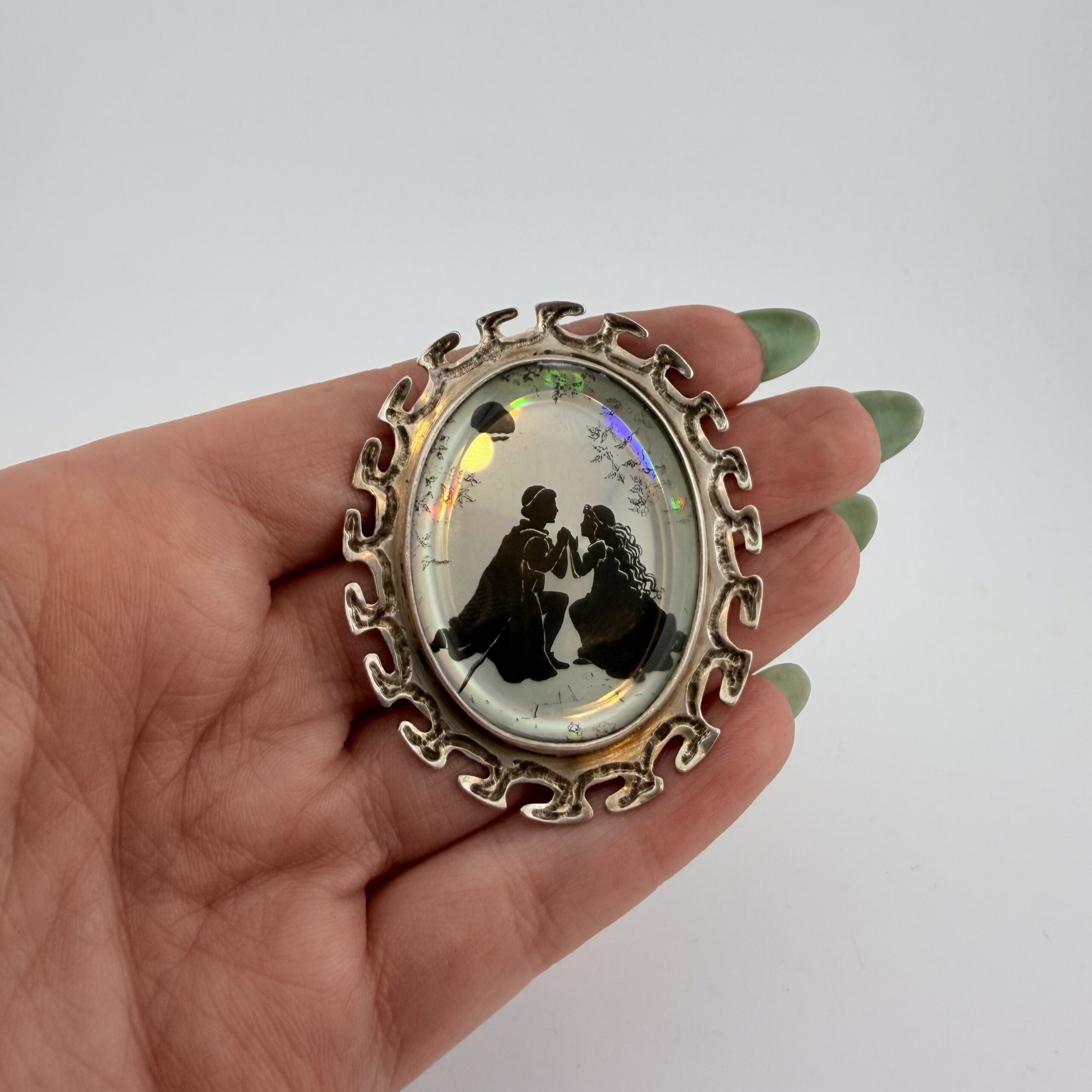 Large Vintage 1970s Jack Spencer Sterling Silver Prince and Princess Pendant - Image 7