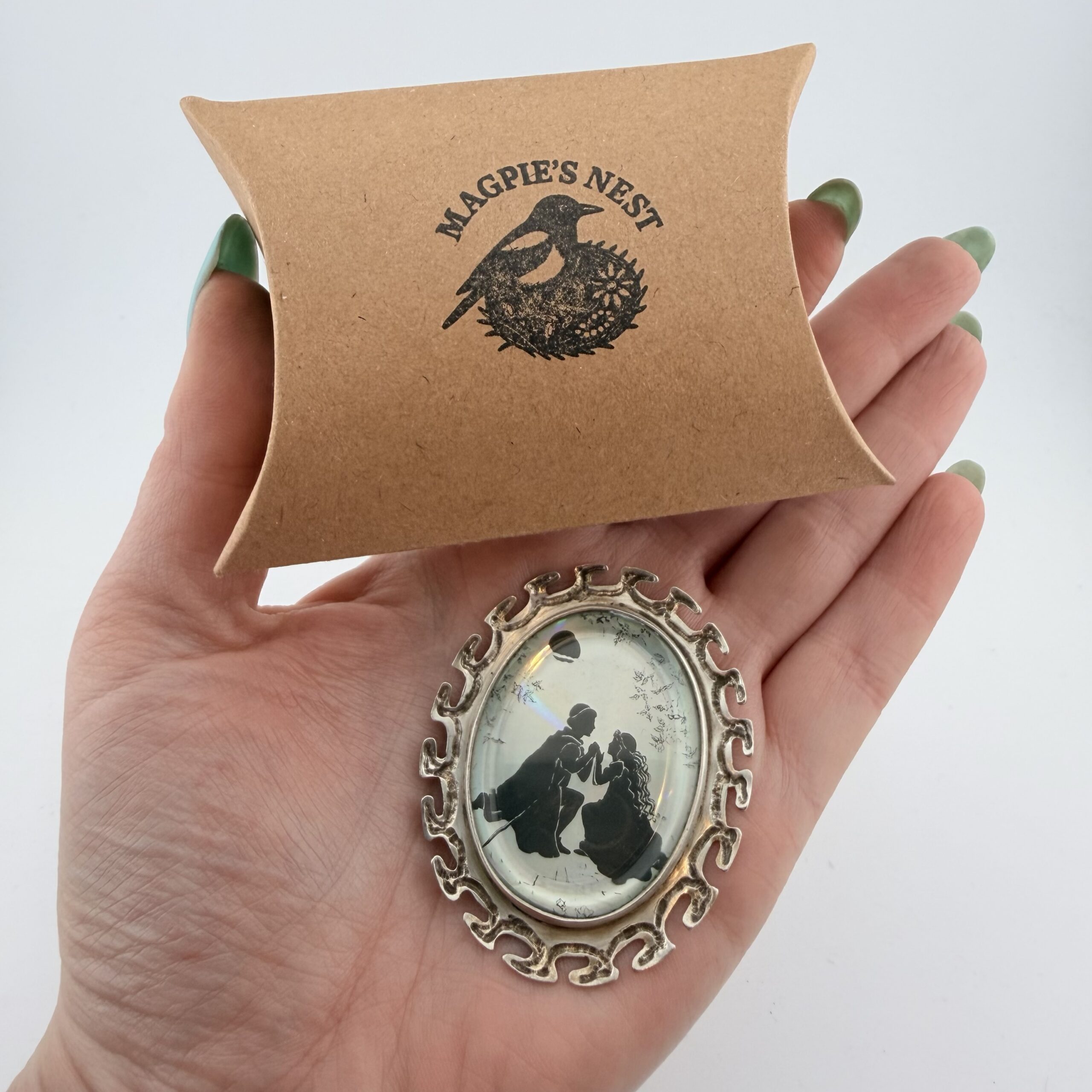 Large Vintage 1970s Jack Spencer Sterling Silver Prince and Princess Pendant - Image 10