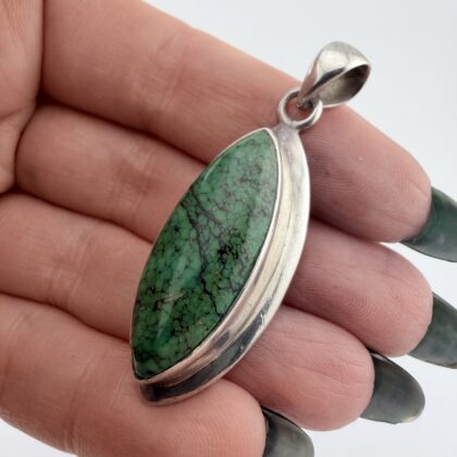 Sterling Silver and Green Turquoise Pendant
