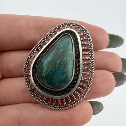 Vintage Sterling Silver and Eilat Filigree Pendant / Brooch