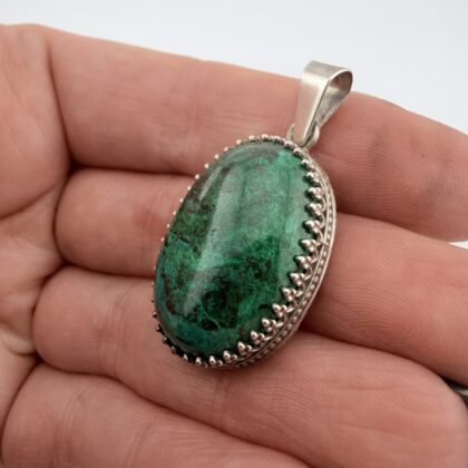 Vintage Sterling Silver and Chrysocolla Pendant