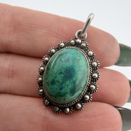 Vintage Southwestern Sterling Silver and Chrysocolla Pendant