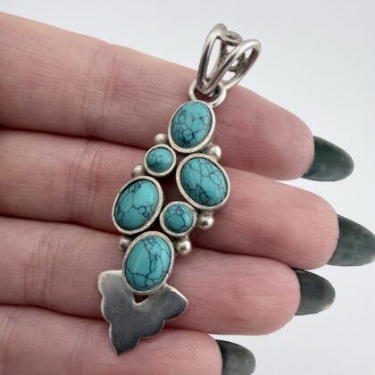 Vintage Southwestern Sterling Silver and Turquoise Pendant